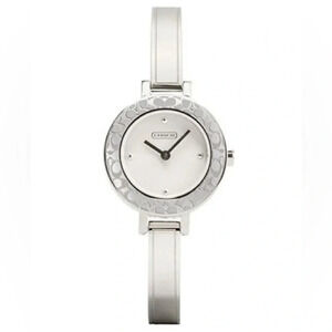 Coach Bridgit  Wrist Watch White Patent Leather Silver Stainless Steel Y2k 2000s